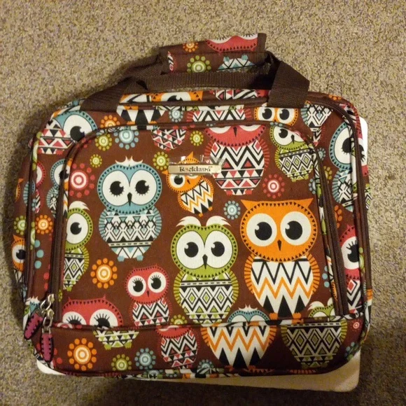 rockland owl tote tavel laptop bag with strap velcro closure new no tags multico - Picture 3 of 9